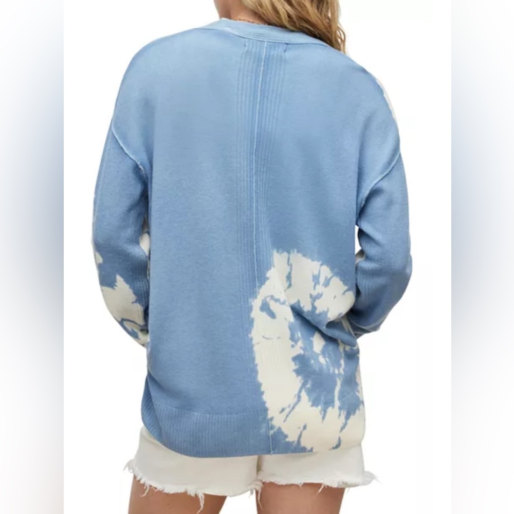 AllSaints Marea‎ Tie Dye Merino Wool Cardigan in Blue Women's  Luxury Sz Medium - Picture 8 of 17